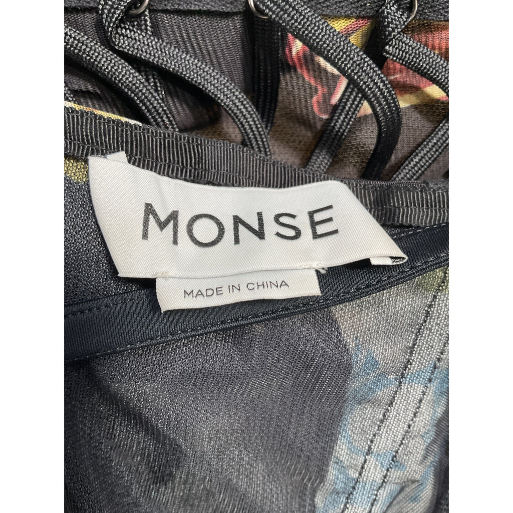 Monse Print Black Laced Bustier Top Size 2