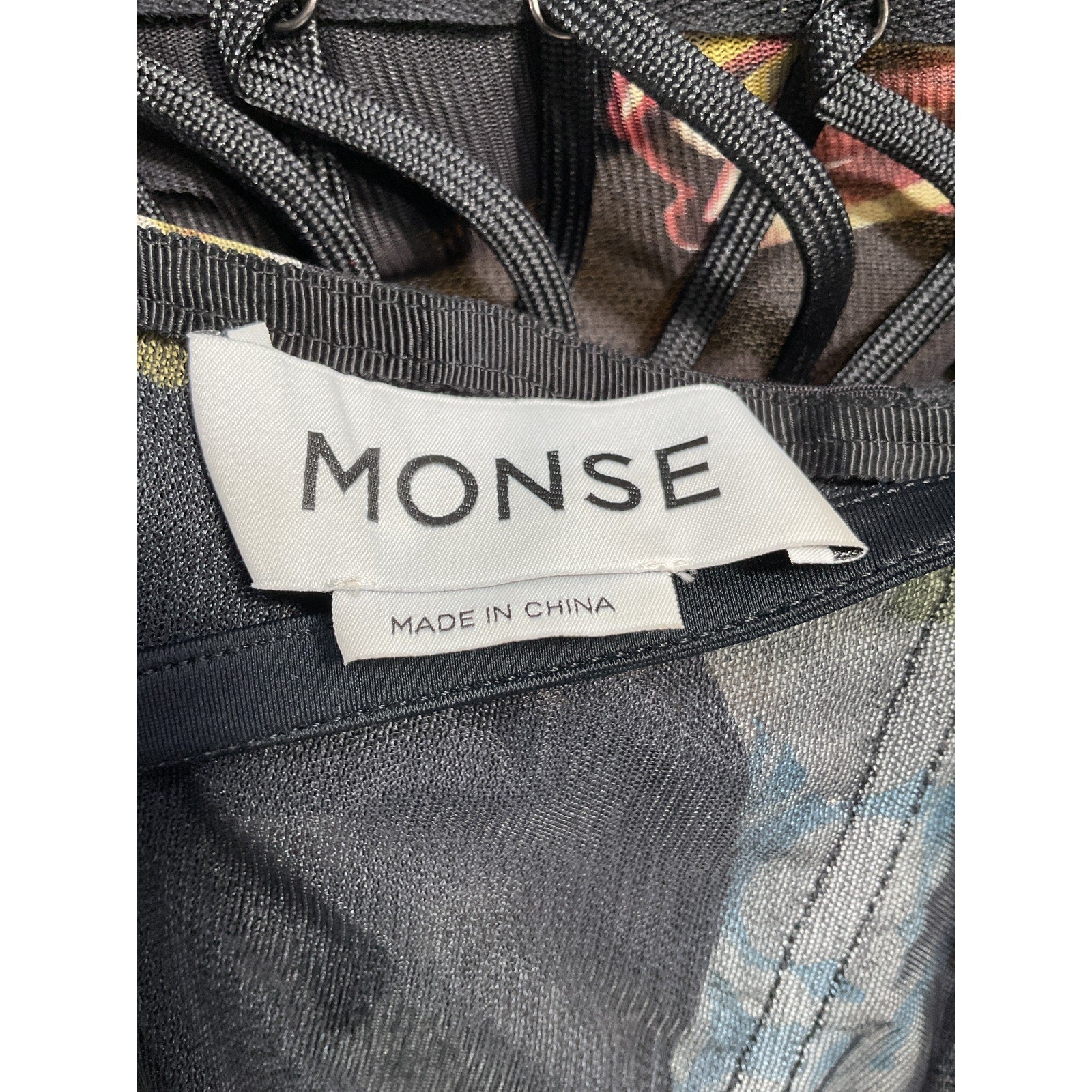 Monse Print Black Laced Bustier Top Size 2