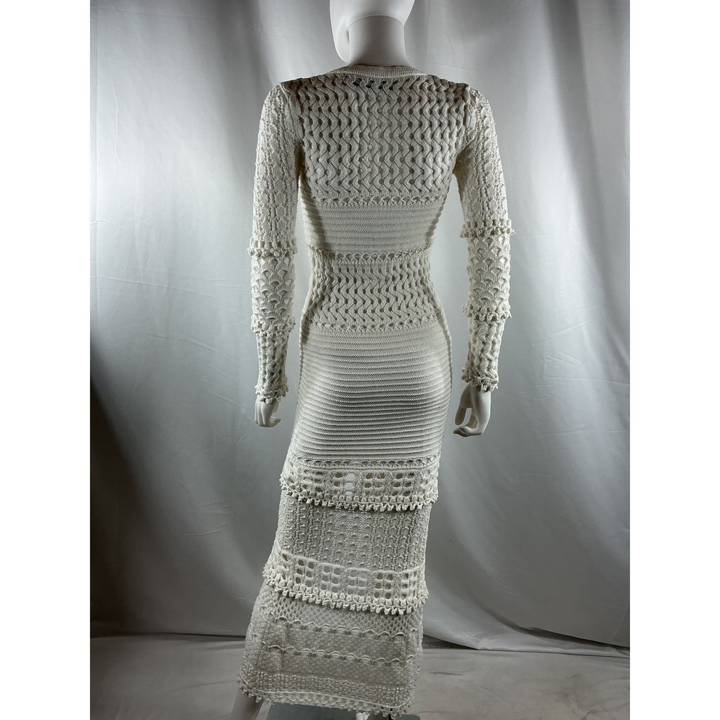 Retrofete 'Alaia' White Cotton Knit Crochet Cardigan Size XS