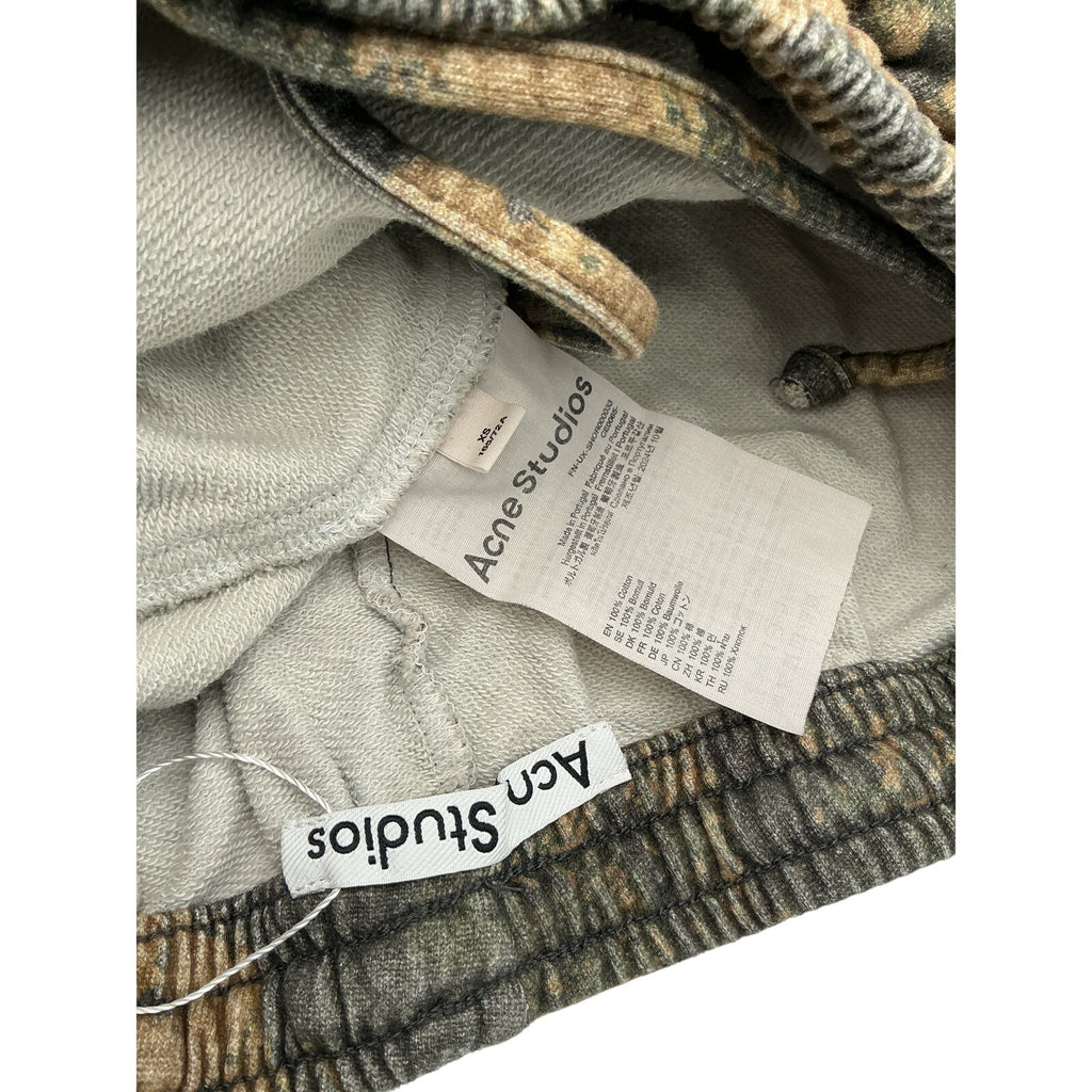Acne Studios 'Camouflage' Green Cotton Fleece Shorts Size XS
