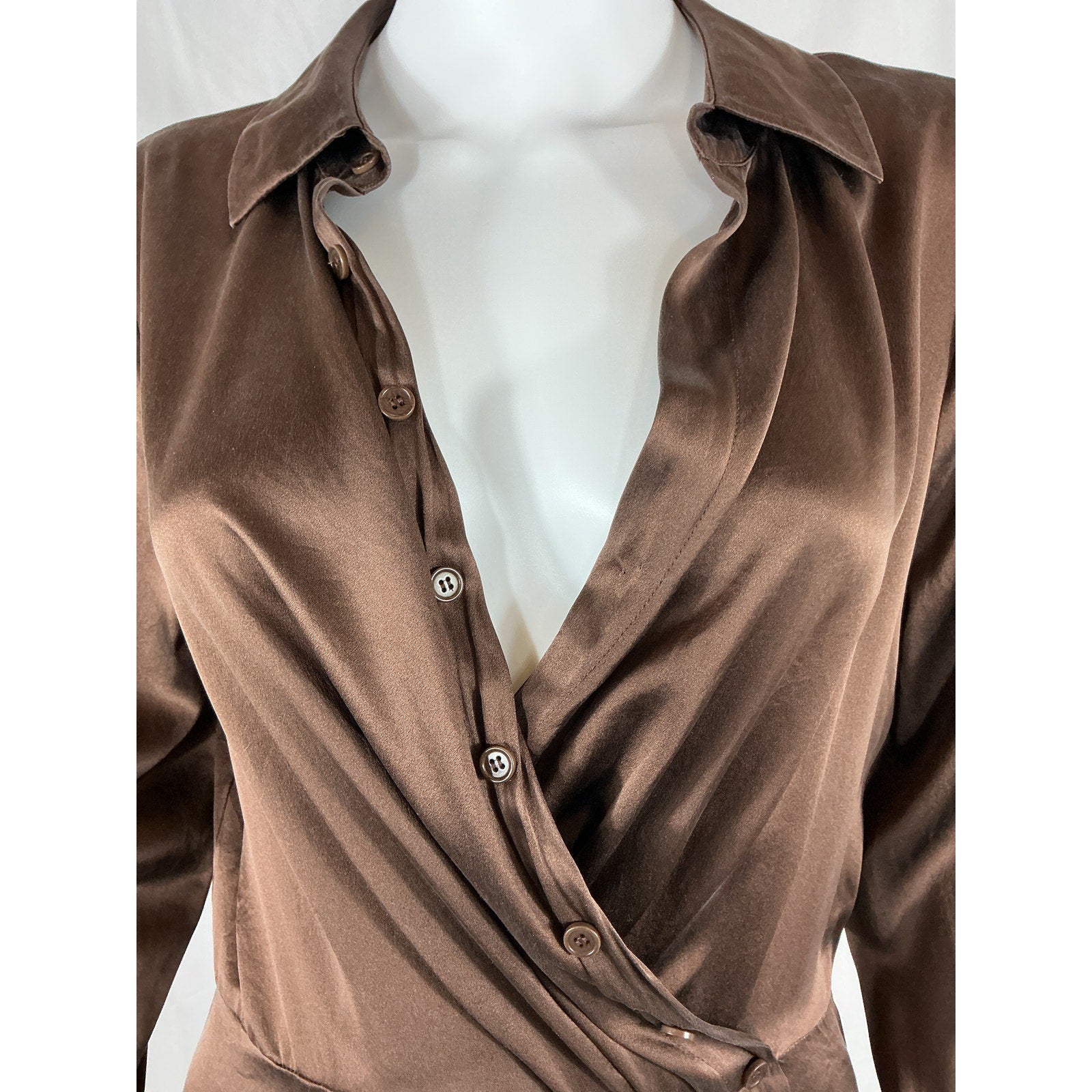 Reformation 'Alaine' Brown Silk Dress Size 8