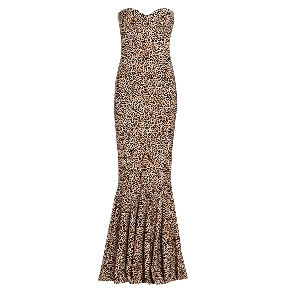 Norma Kamali Strapless Leopard Bonded Corset Gown Size XS