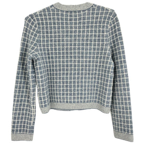 Maje Checkered Blue Malony Cardigan Size 1