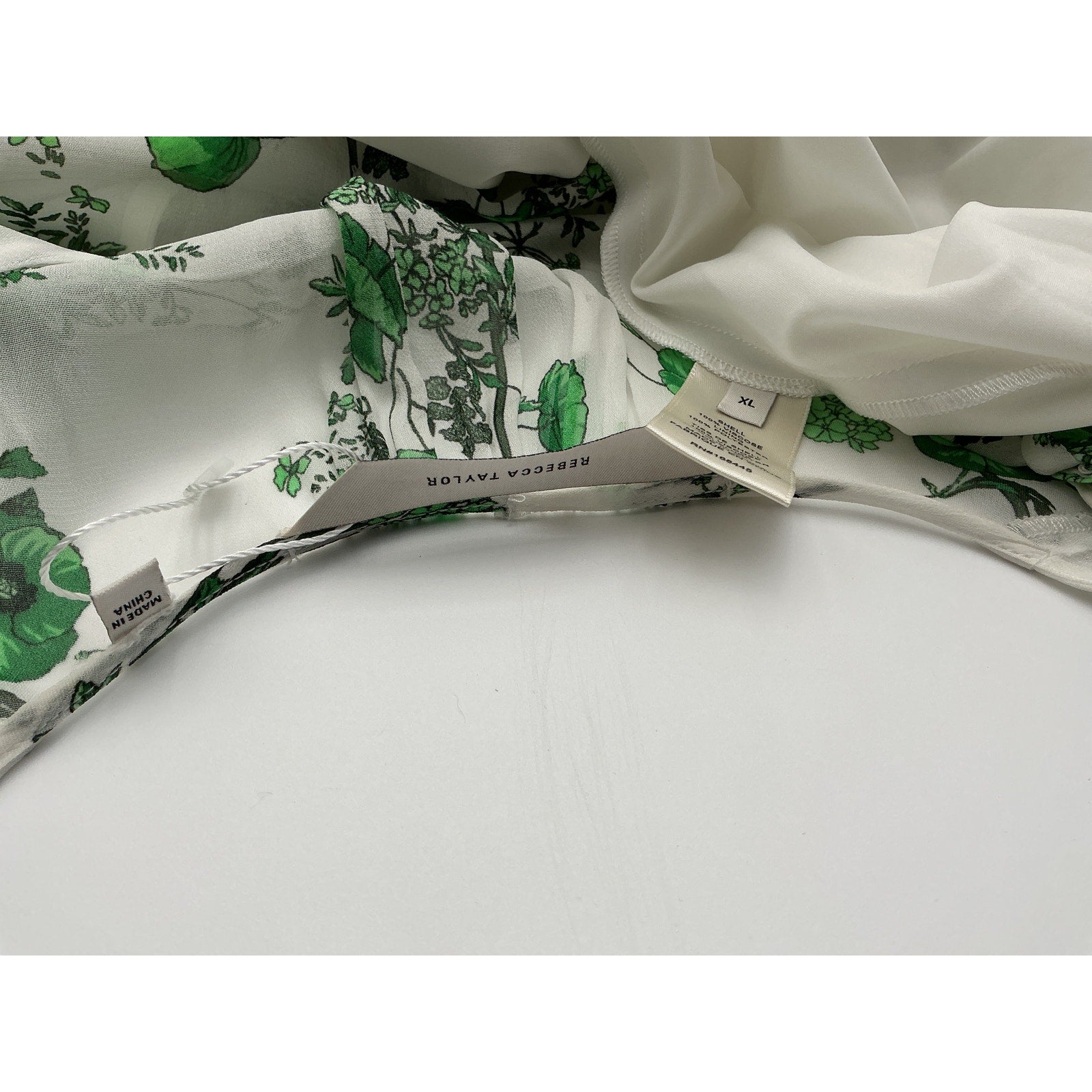 Rebecca Taylor 'Conservatory' Green Viscose Fleur Tie Front Pleated Dress Size XL