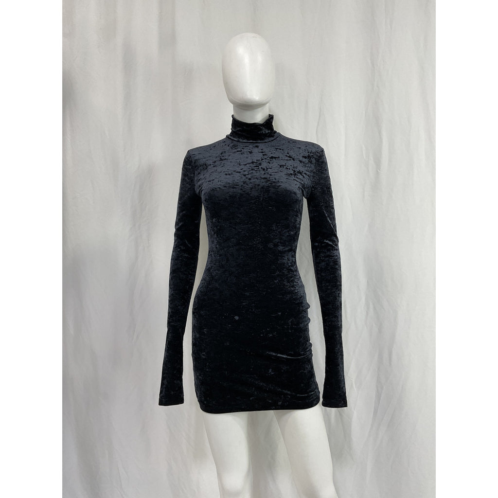 The Andamane 'Hilda' Black Polyamide Turtleneck Mini Dress Size S