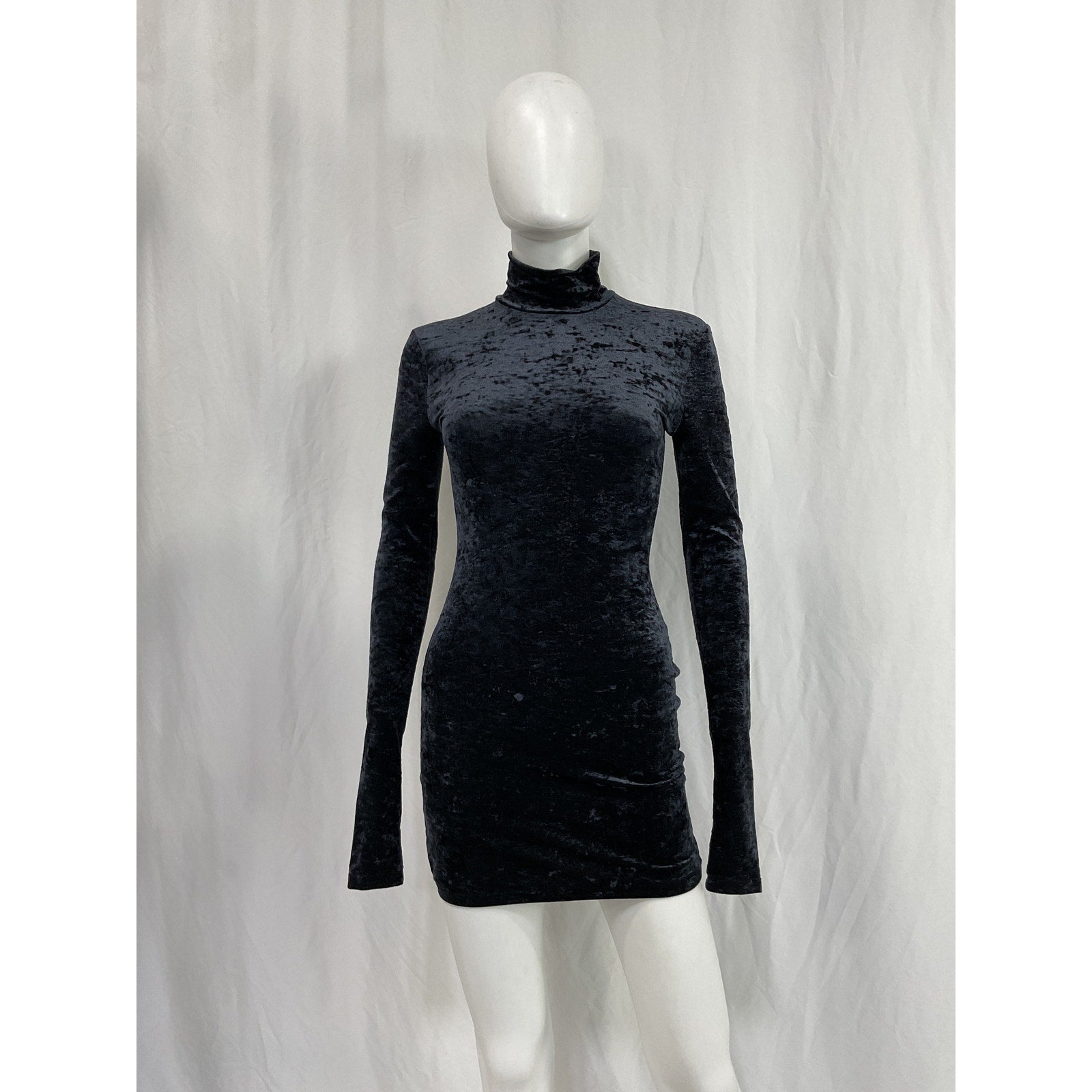 The Andamane 'Hilda' Black Polyamide Turtleneck Mini Dress Size S