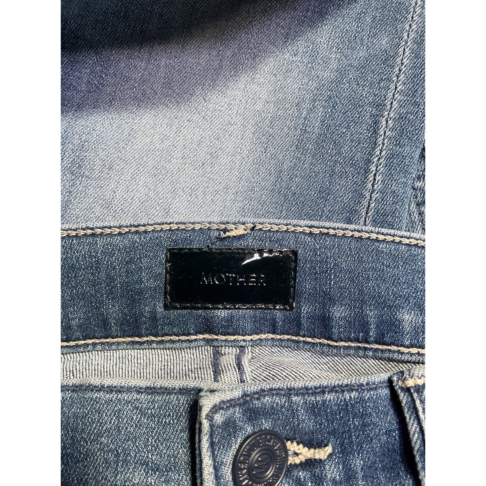 Mother The Dazzler Blue Cotton Mid Rise Ankle Fray Denim Jean Size 25