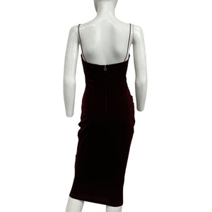 Nookie Velvet Burgundy Rumi Midi Dress Size Medium