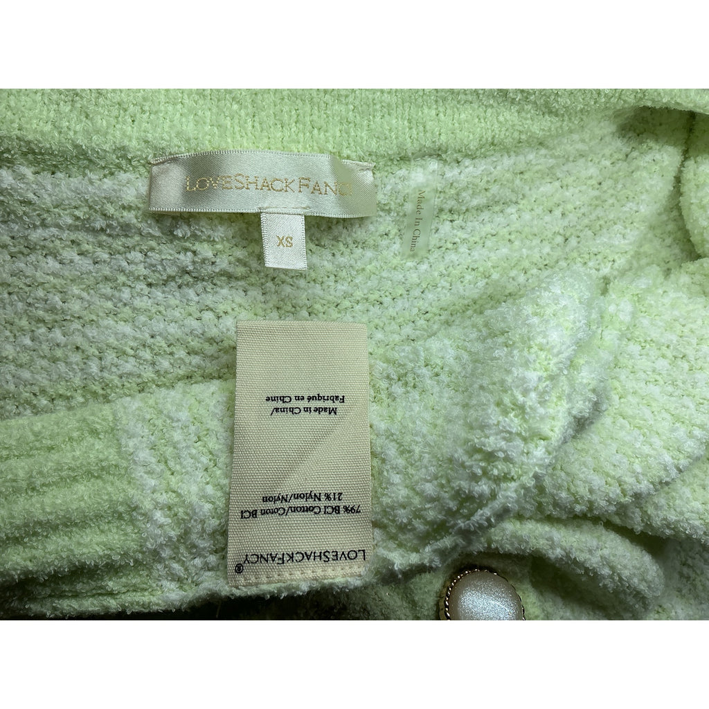 Loveshackfancy 'Twain' Green Cotton Crop Cardigan Size XS