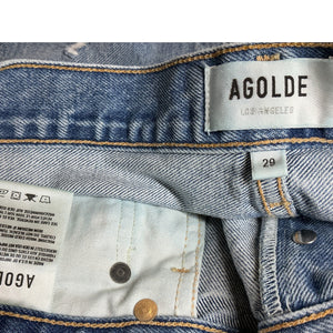 Agolde Distressed Sky Blue Mid Rise Loose Fit Denim Jeans Size 29