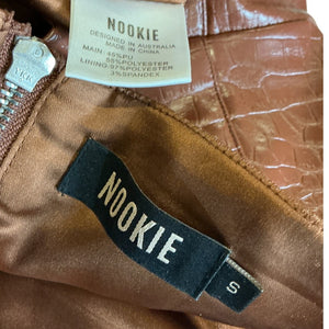 Nookie Croc Embossed Faux Leather Strapless Dress Size S