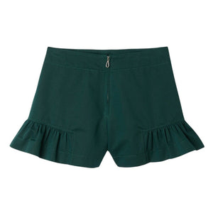 Sandro Flared Bottle Green Ruffle Hem Shorts Size FR 36 / US 4 NWT