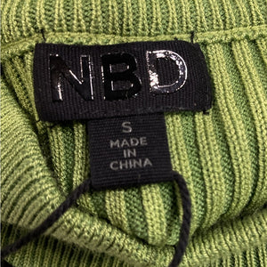Nbd Ribbed Green Midori Turtleneck Knit Top Size S NWT
