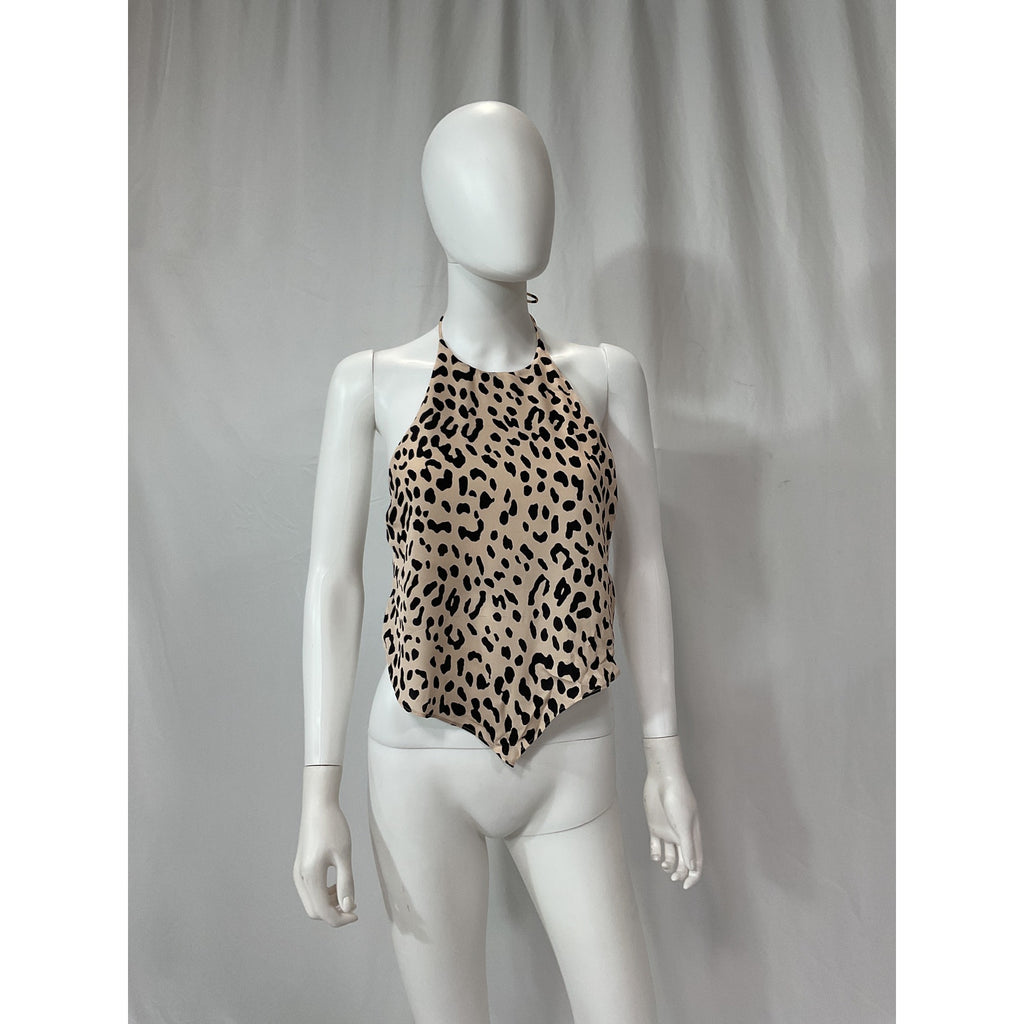 Alice + Olivia 'Frenchie' White Handkerchief Halter Sateen Top Size XS