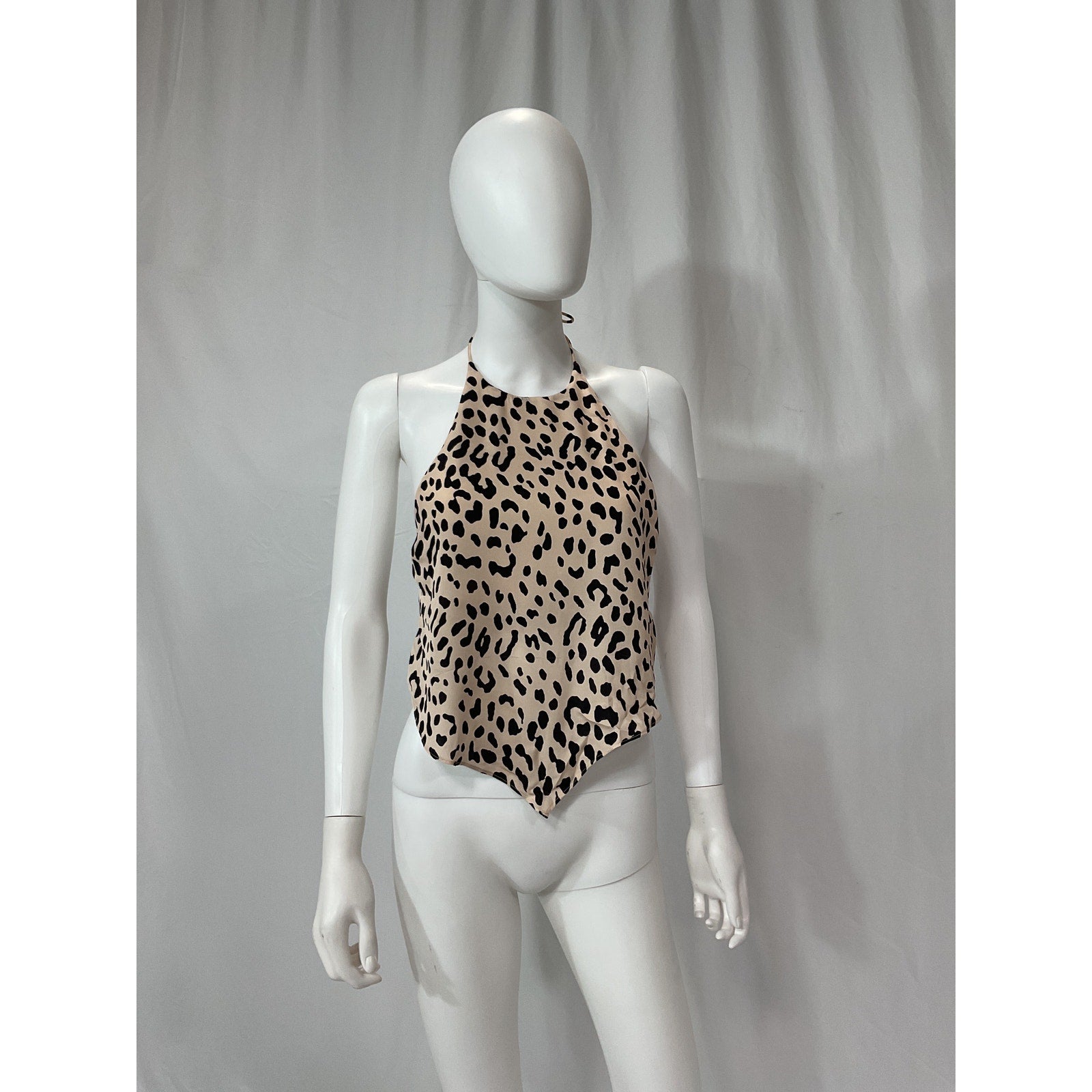 Alice + Olivia 'Frenchie' White Handkerchief Halter Sateen Top Size XS