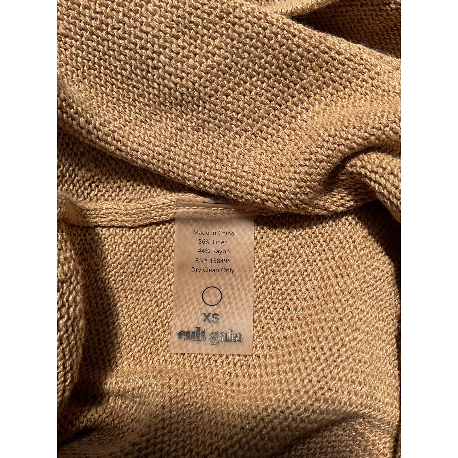 Cult Gaia 'Kingsley' Brown Linen-Blend Knit Maxi Dress Size XS