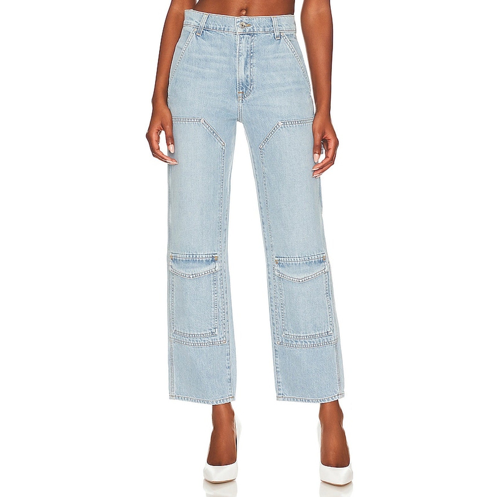 Grlfrnd 'Milla' Blue Cotton Utility Slouch Denim Jean Size 23