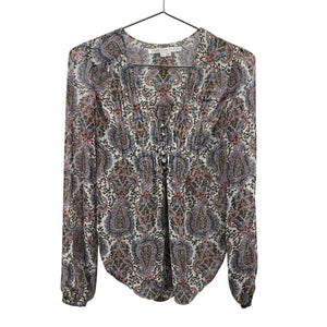 Veronica Beard Sheer Ecru Multi Lowell Paisley Blouse Size 2