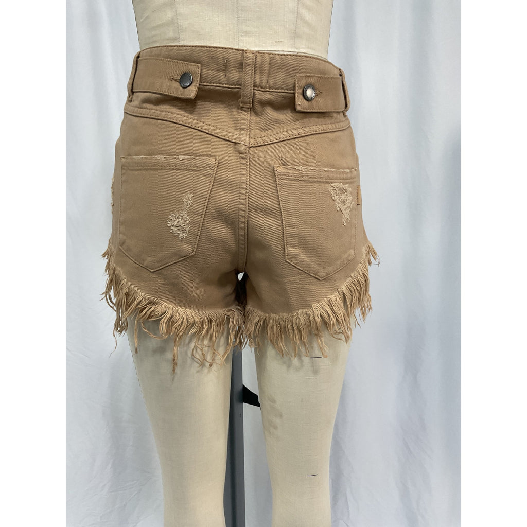 Retrofete x Revolve 'Tessa' Tan Cotton Shorts Size 25