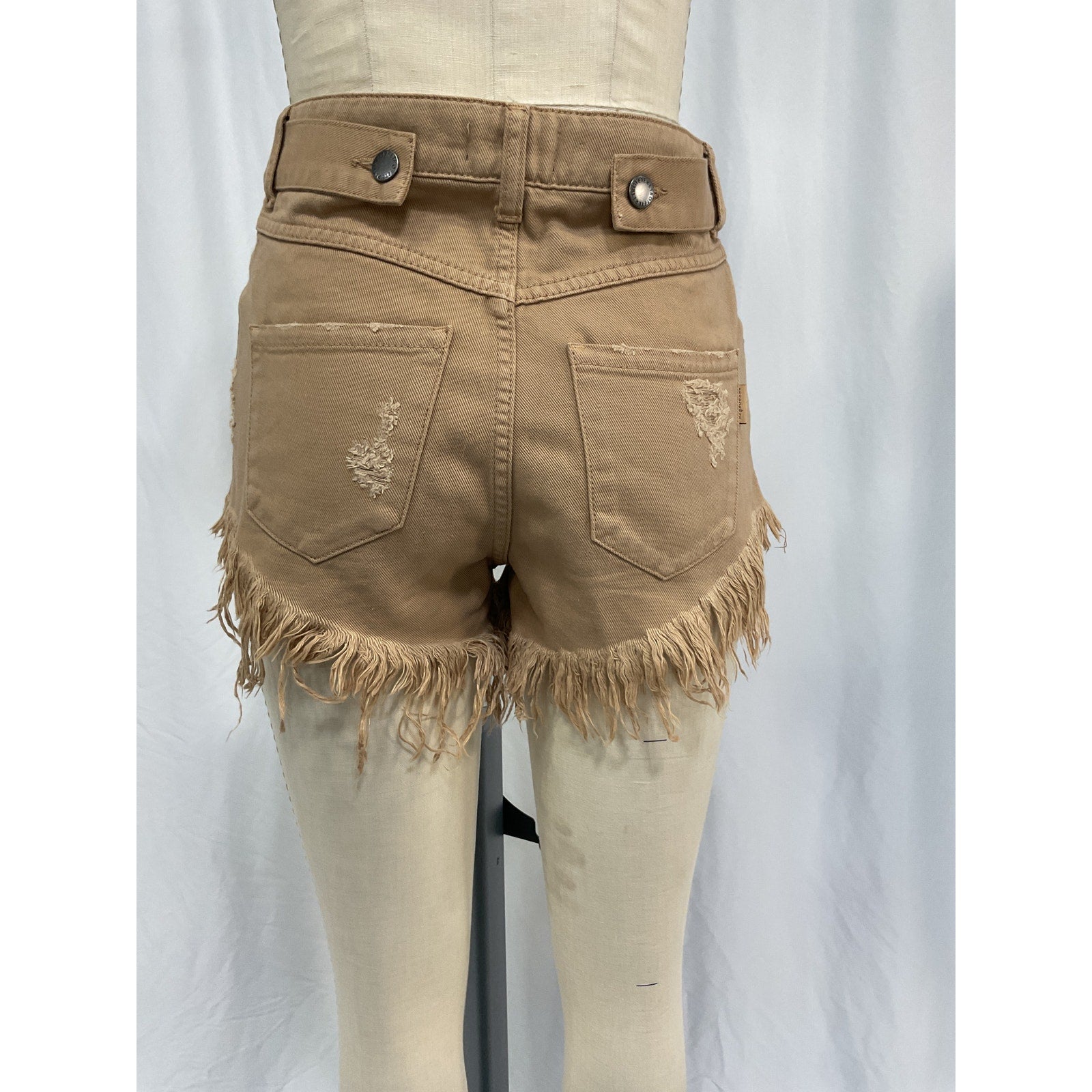 Retrofete x Revolve 'Tessa' Tan Cotton Shorts Size 25