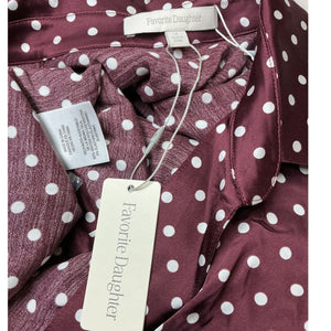 Favorite Daughter Polka Dot Burgundy Ruby Blouse Size M