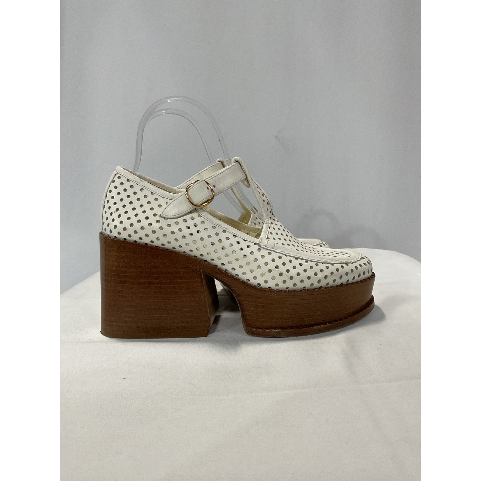 Gabriela Hearst 'Aria' White Leather Platform Mary Jane Heels Size 7