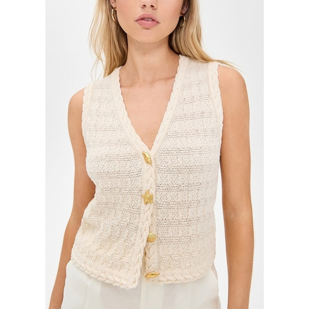 Line & Dot 'Riya' White Polyester Sweater Vest Size M - NWT