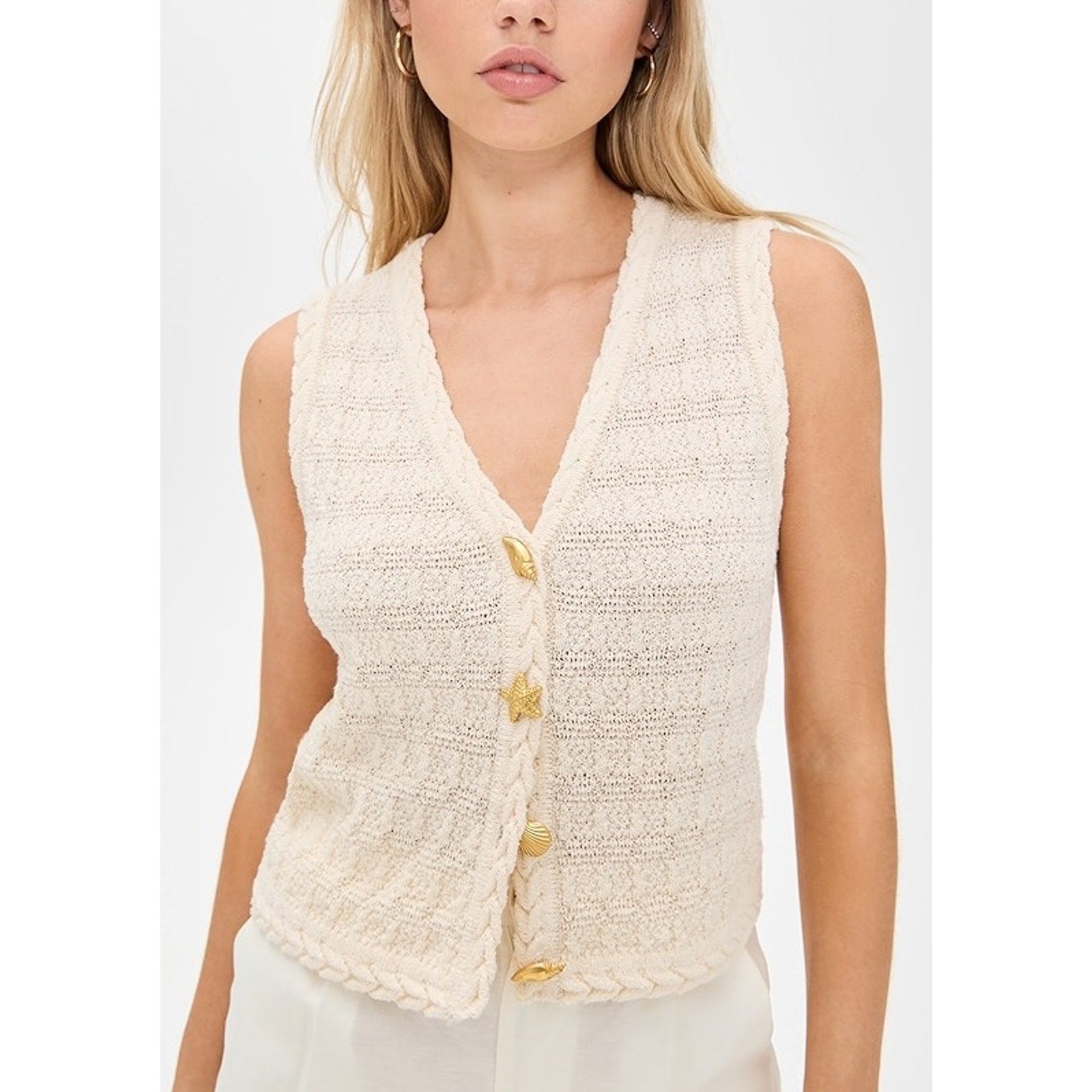 Line & Dot 'Riya' White Polyester Sweater Vest Size M - NWT