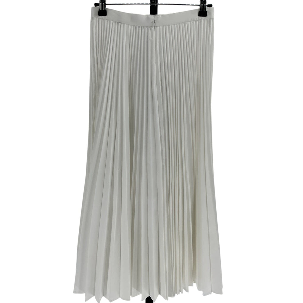 Theory White Cotton Pleated Midi Skirt Size 2