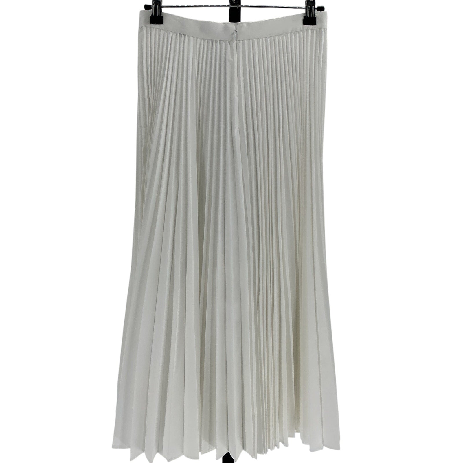 Theory White Cotton Pleated Midi Skirt Size 2