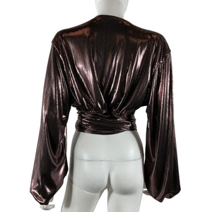 House Of Harlow 1960 Metallic Brown Bourdin Blouse Size XL