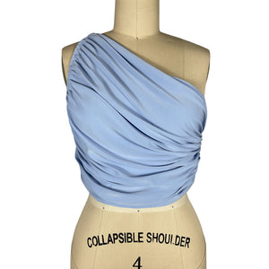 Norma Kamali 'Diana' Blue Polyester Crop Top Size S