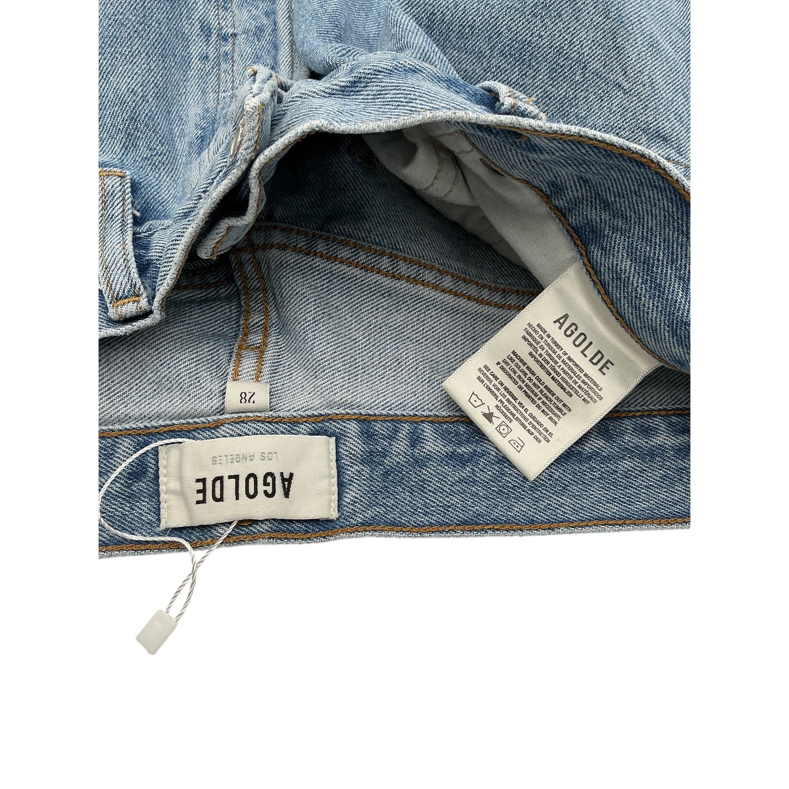 Agolde 'Lana' Blue Cotton Straight Jean Size 28