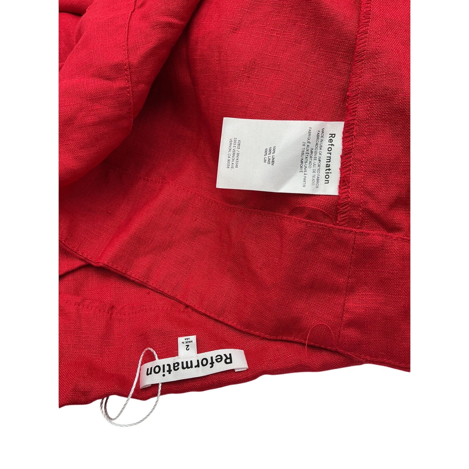 Reformation 'Louisa' Red Linen Dress Size 2