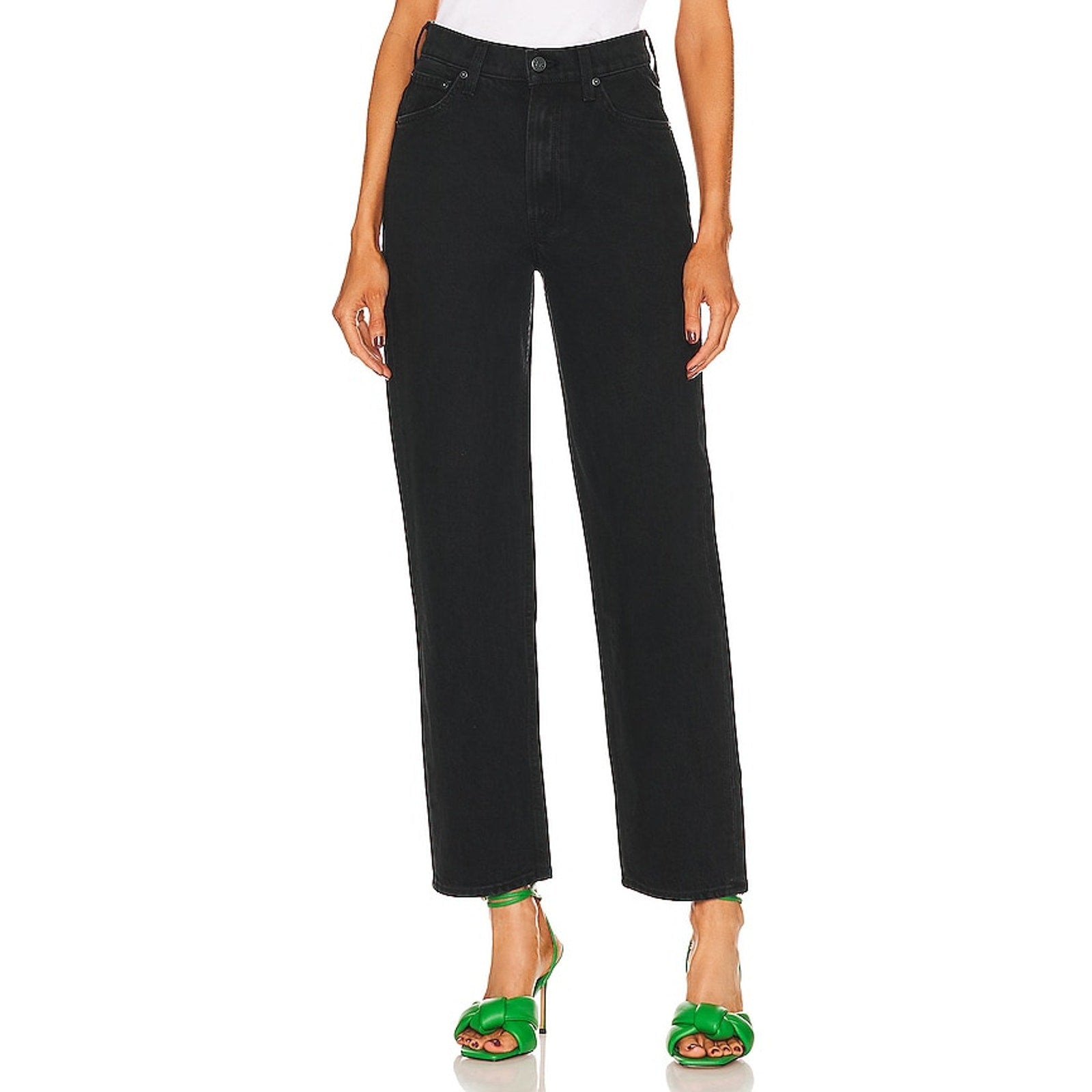 Mother Snacks! High Waisted Double Black Cotton Stack Hover Denim Jean Size 27