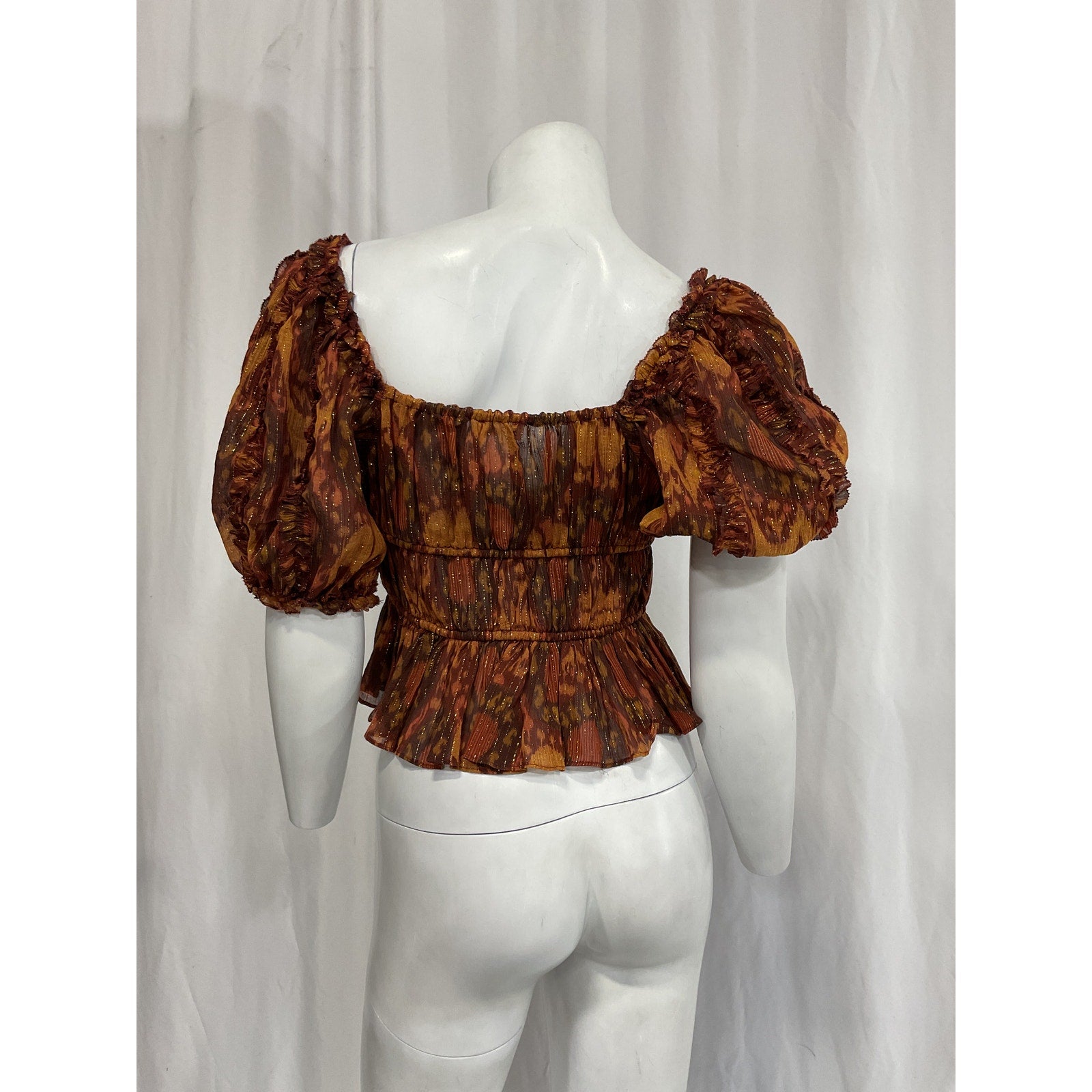 Ulla Johnson 'Medha' Brown Georgette Top Size 2