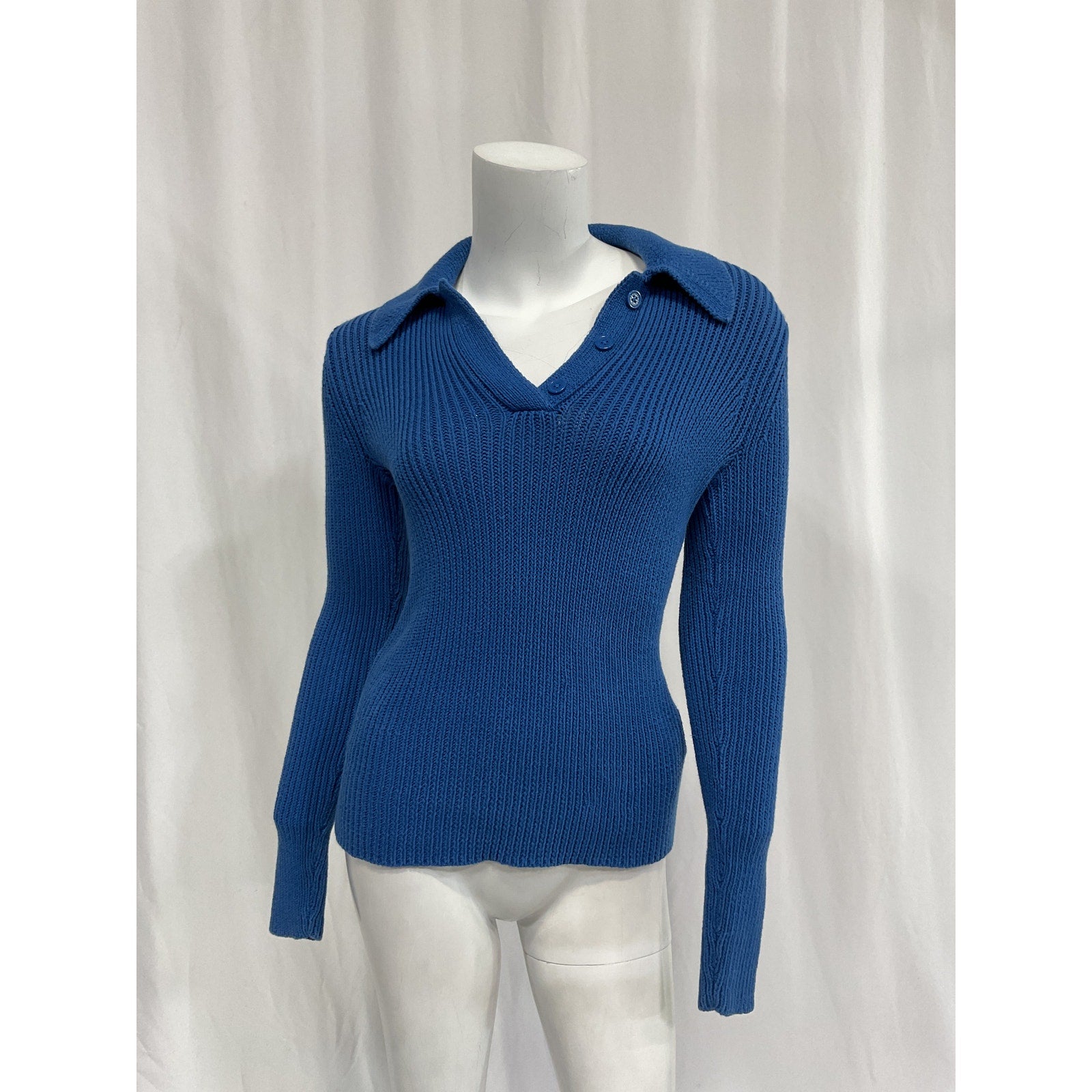 Equipment 'Pommina' Blue Polo Sweater Size XS