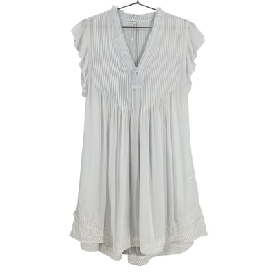 Poupette St Barth Pleated White Sasha Mini Dress Size S