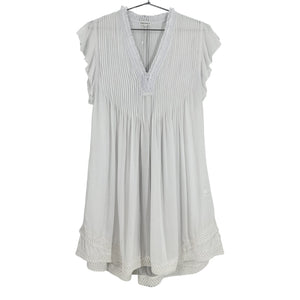 Poupette St Barth Pleated White Sasha Mini Dress Size S