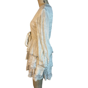 Hemant And Nandita Embroidered White Veda Mini Dress Size S NWT