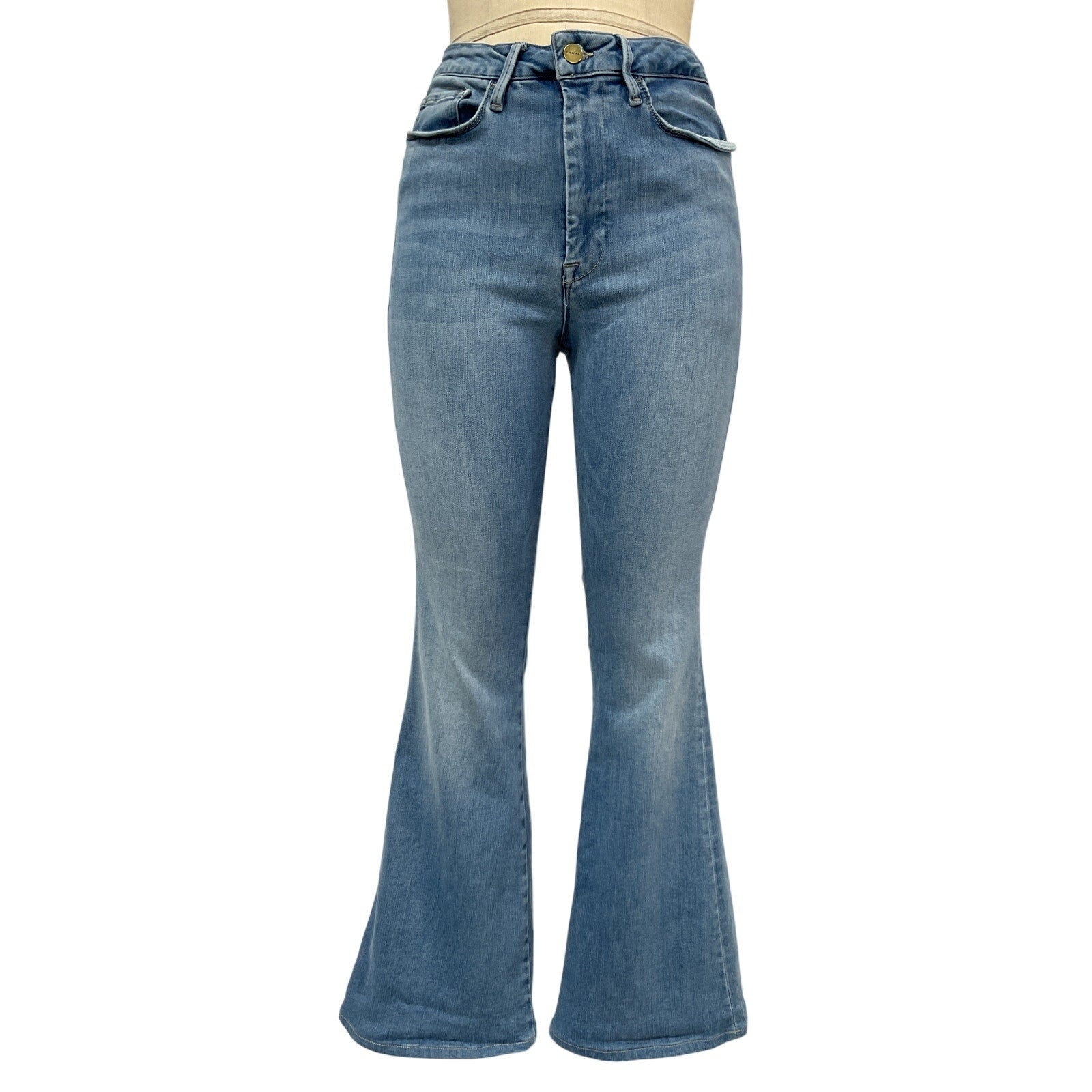 Frame Le One Flare Blue Cotton High-Rise Organic Jeans Size 2