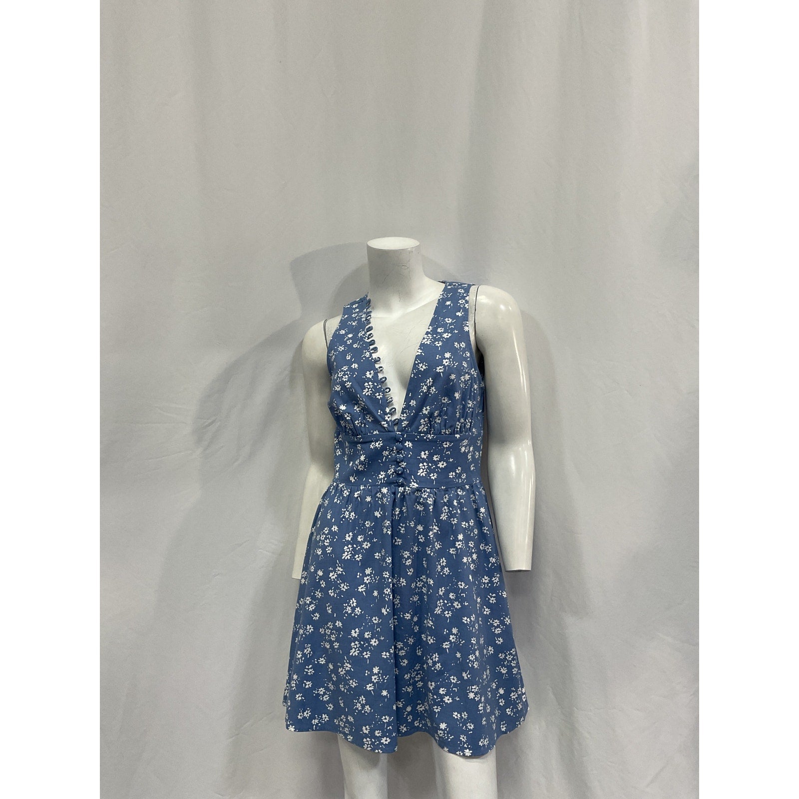 Reformation 'Isador' Blue Cotton Dress Size 4
