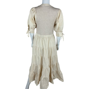 Ulla Johnson Elegant Cream Puff-Sleeve Tiered Dress Size M