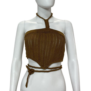 Michael Costello Chic Dark Sand Sylvan Halter Top Size M