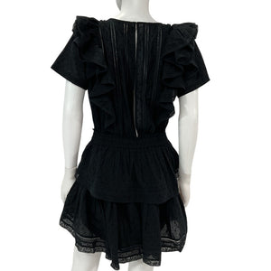 Loveshackfancy Ruffled Black Natasha Dress Size M
