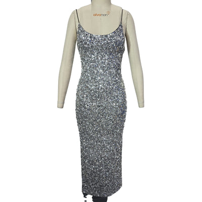 Olivia Embellished Black And Gunmetal Nelle Maxi Size 0 Dress