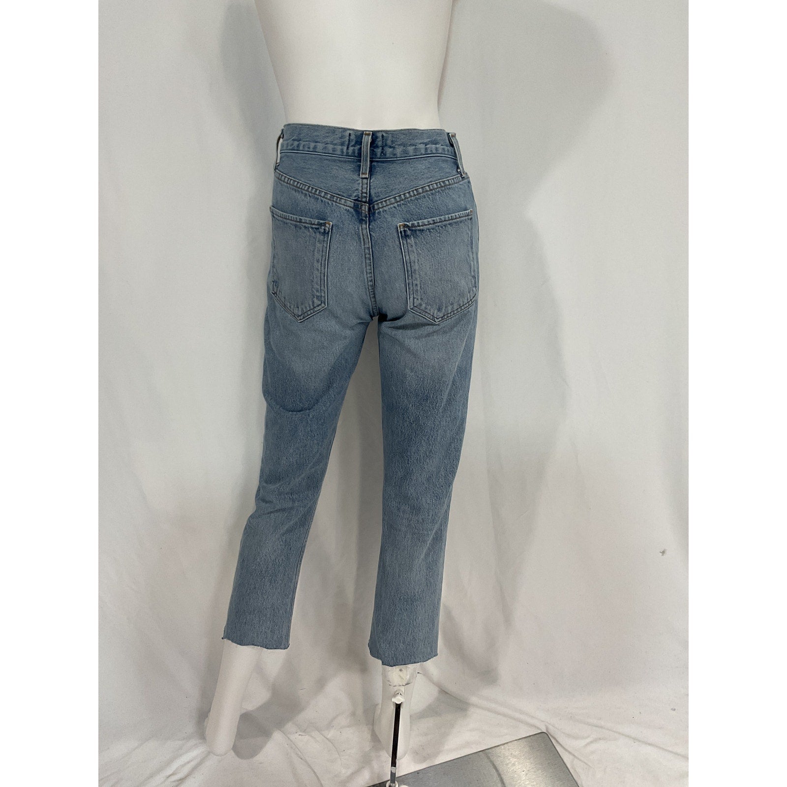 Agolde 'Riley' Blue High Rise Straight Crop Denim Jean Size 24