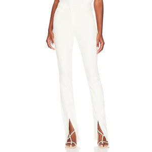Mother Sleek White Rascal Sliced Up Heel Denim Jeans Size 28