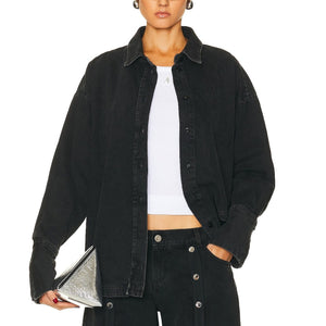 The Attico Oversized Black Diana Button Up Shirt Size IT 36 / US 0