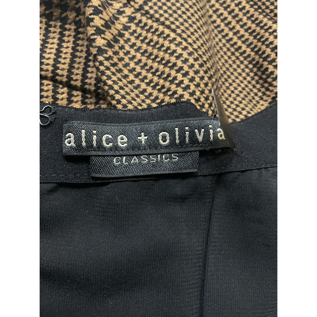 Alice + Olivia 'Zona' Brown Check Pleated Miniskirt Size 2